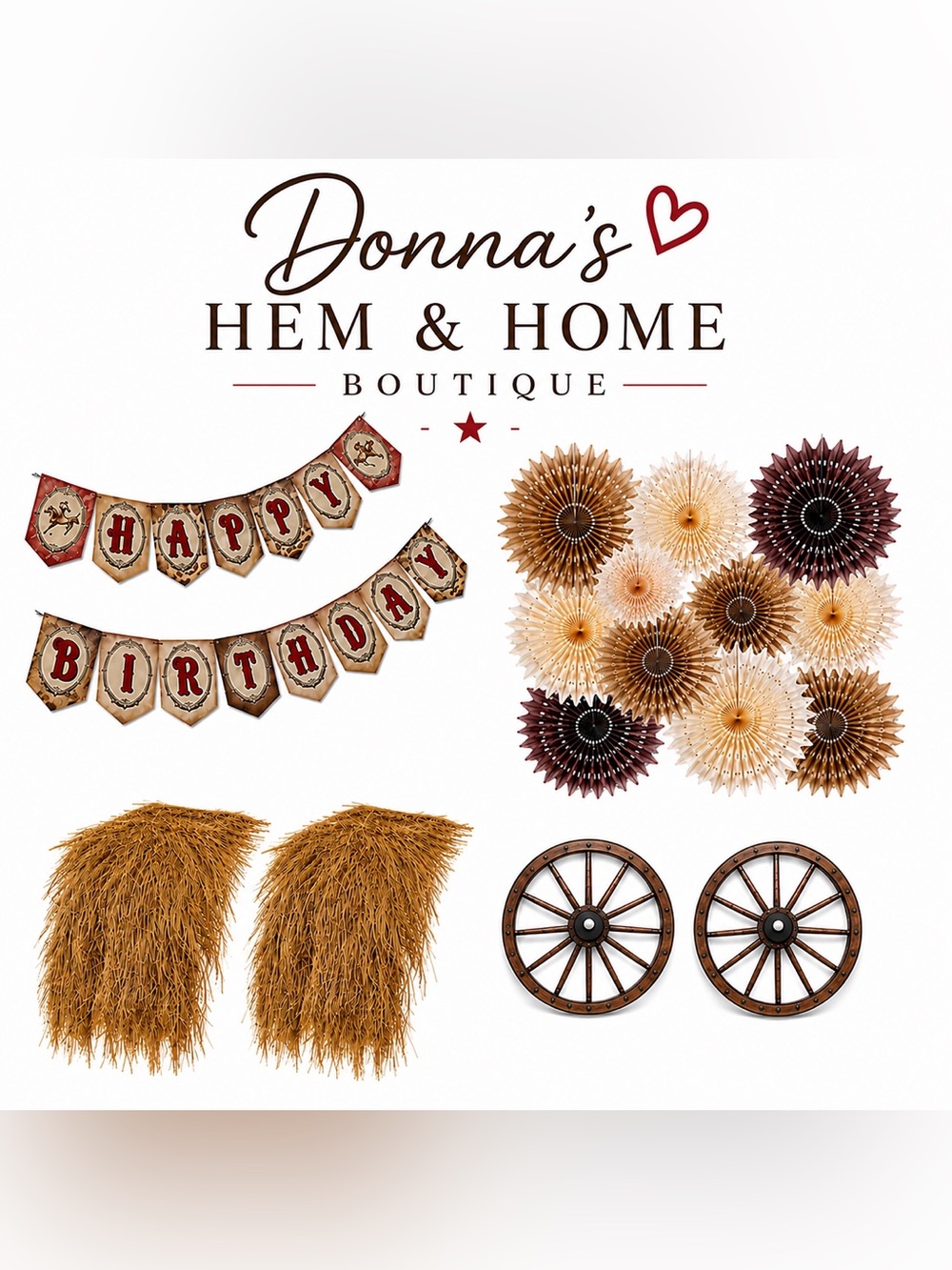Festive Country Western, Wild West Themed-Party & Photo Prop/Setup Decor Bundle